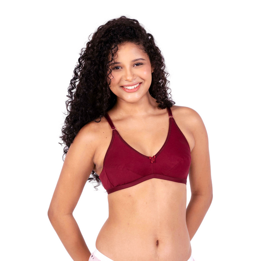 Shop Maroon Arya daily wear bra front view by gossip by mybra
