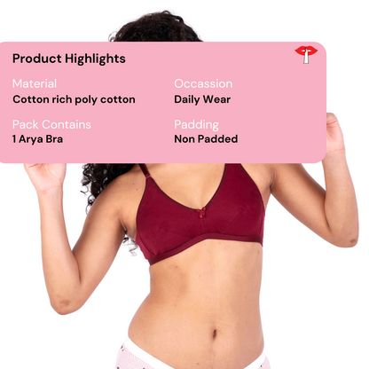 Shop Maroon Arya daily wear bra product information by gossip by mybra