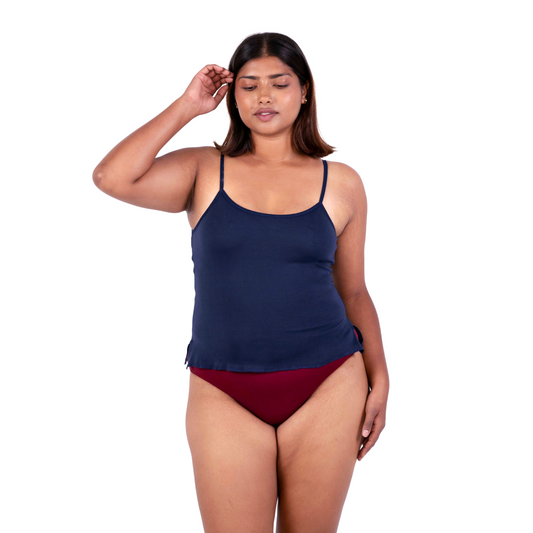 Navy Blue cindy slip or camisole front view by gossip by mybra