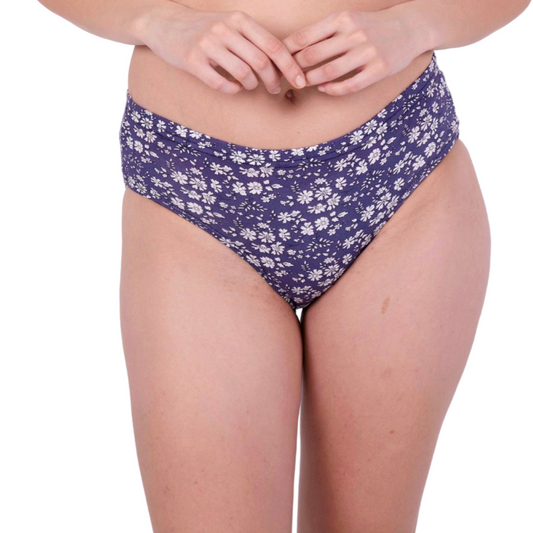 Buy Dark Purple Floral Printed Panties Online Front View On Gossip By Mybra Apparels