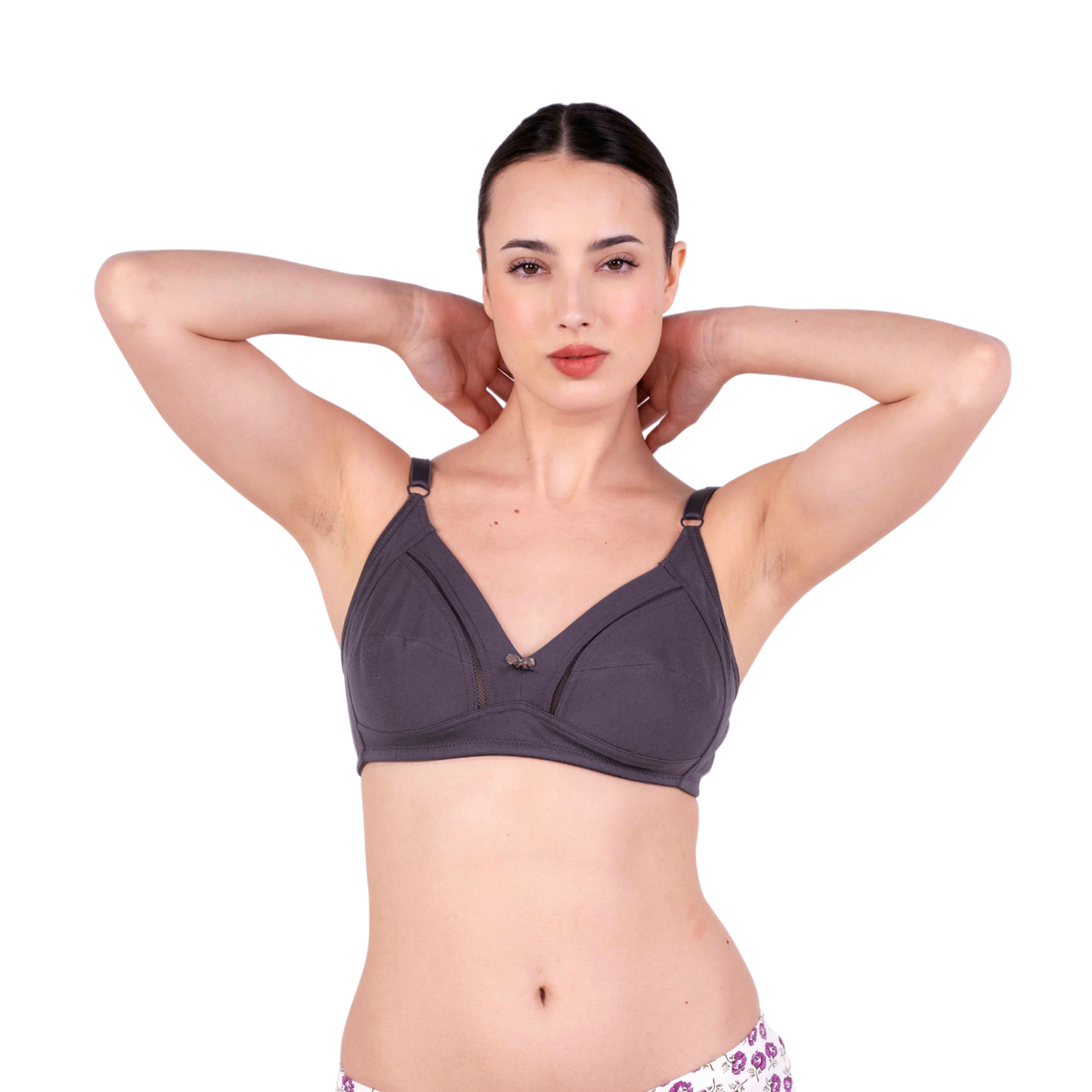 coffee brown non padded mesh pannel  bra front view by gossip by mybra