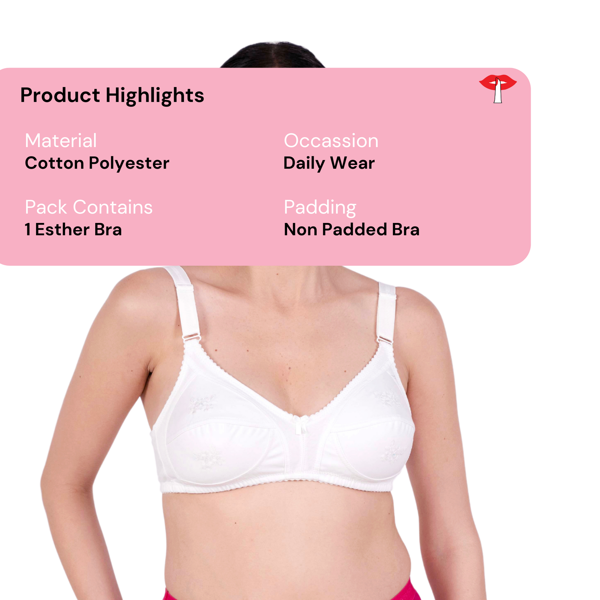 White embroidery bra product information image by gossip by mybra