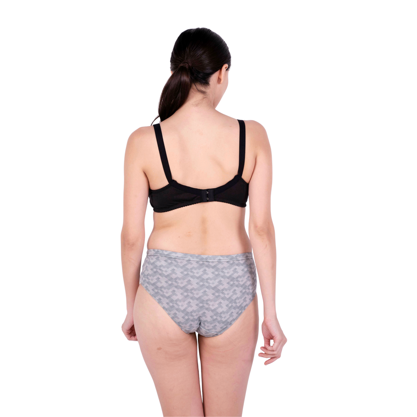 Black embroidery bra and panty set Back view by gossip by mybra