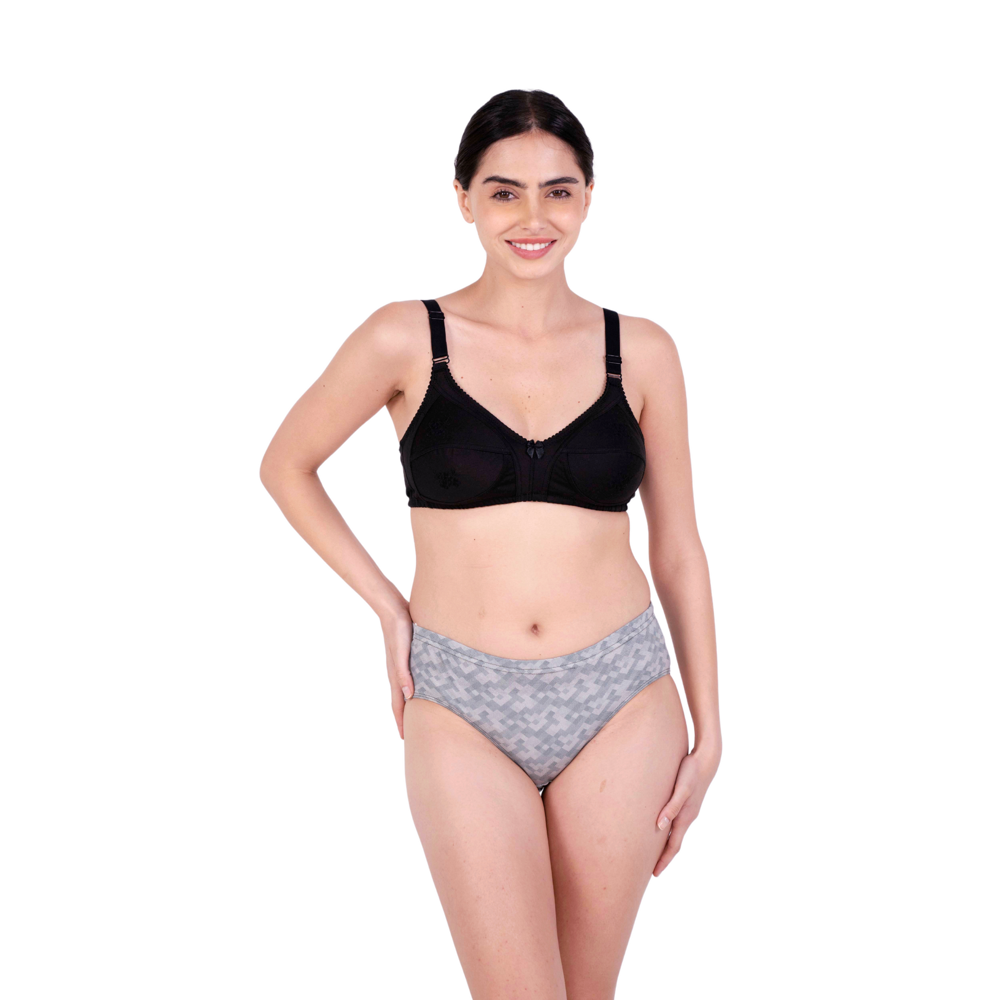 Black embroidery bra and panty set front view by gossip by mybra