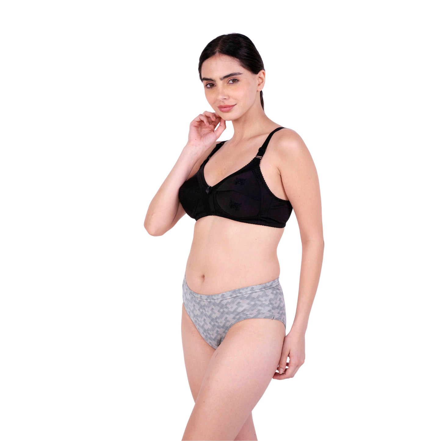 Black embroidery bra and panty set Left view by gossip by mybra