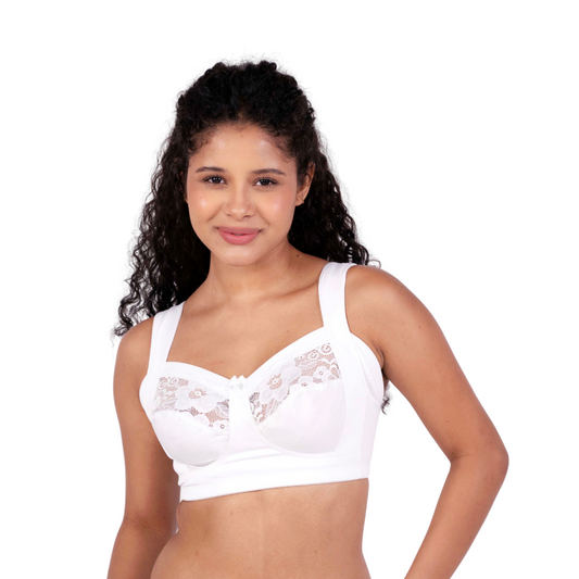 White Hazel Net Bra design for daily wear front by gossip by mybra
