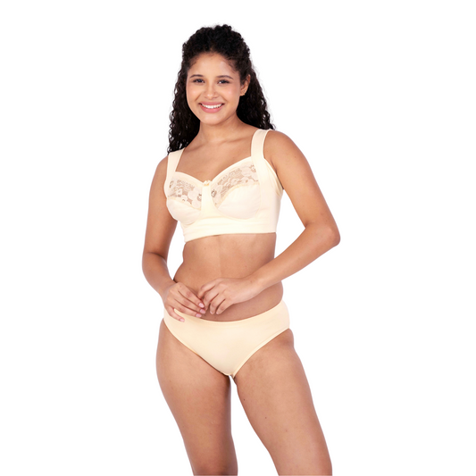 Skin Hazel Net Bra design and panty set  for daily wear Front view by gossip by mybra