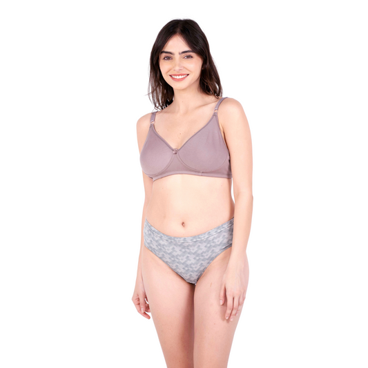 Hazelnut daily wear lingerie set front view by gossip by mybra