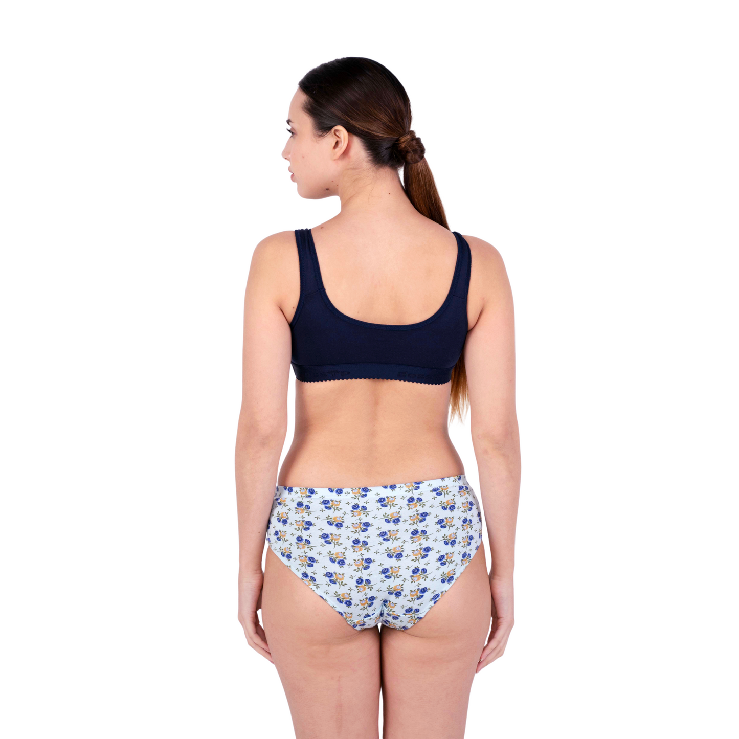 Navy Blue Kiara sports bra back view by gossip by mybra