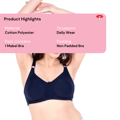 Navy Blue Non Padded bra product information image by gossip by mybra