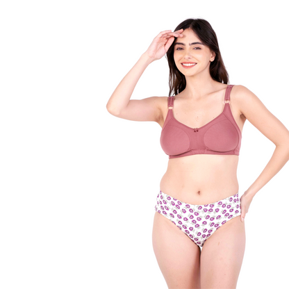 Brick Non Padded bra and panty set front view by gossip by mybra