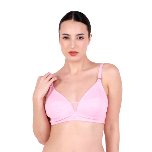 Shop Magnolia Baby Pink Net Design Bra Front View By Gossip By Mybra Online 