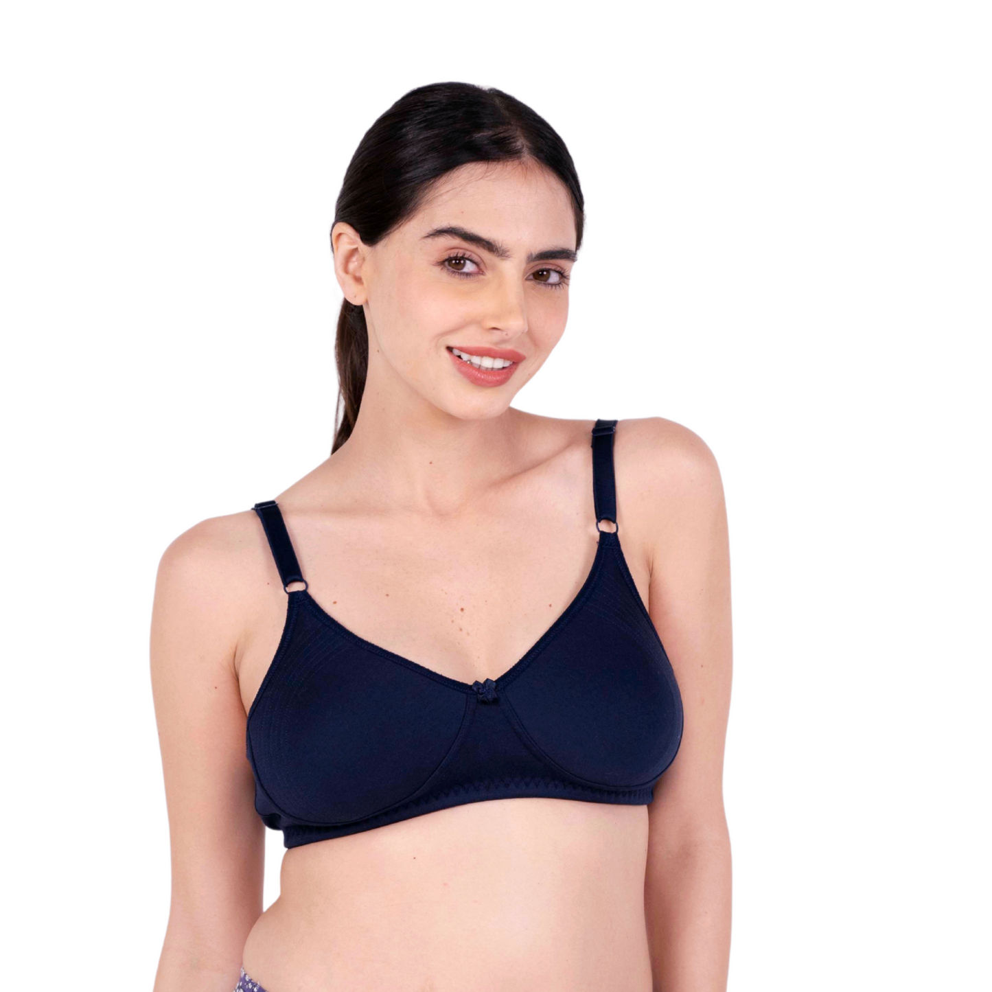 Navy Blue Round Stitch Knitted bra front view by gossip by mybra