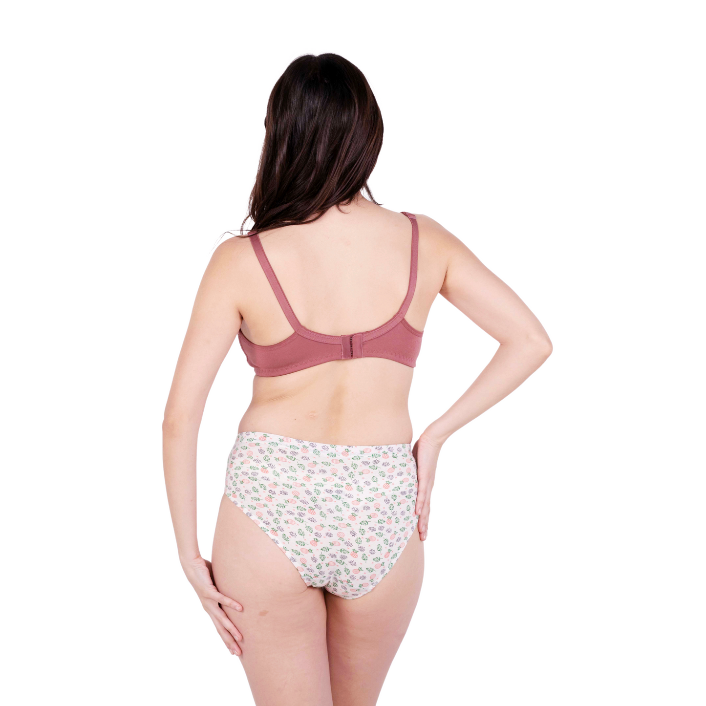 Brick Round Stitch Knitted bra and panty set back view by gossip by mybra