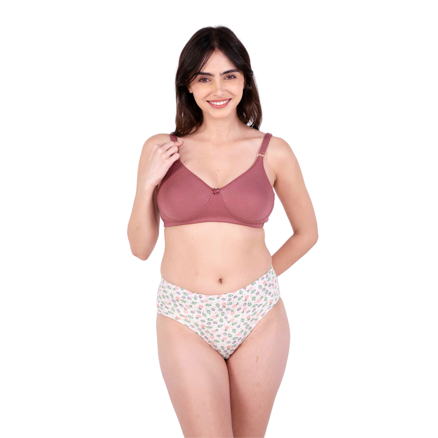 Brick Round Stitch Knitted bra and panty set front view by gossip by mybra