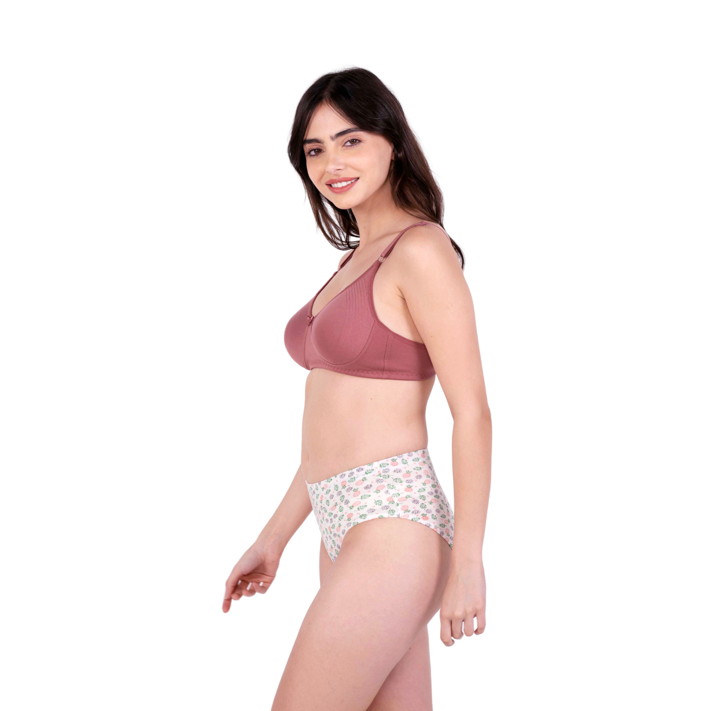 Brick Round Stitch Knitted bra and panty set left view by gossip by mybra