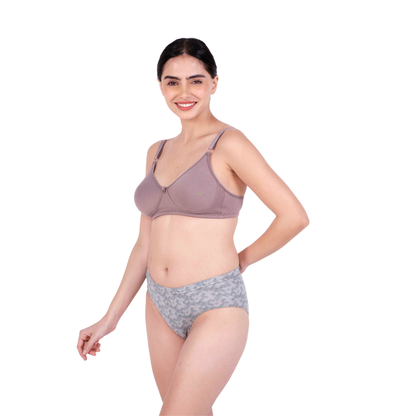 Hazelnut Round Stitch Knitted bra and panty set left view by gossip by mybra