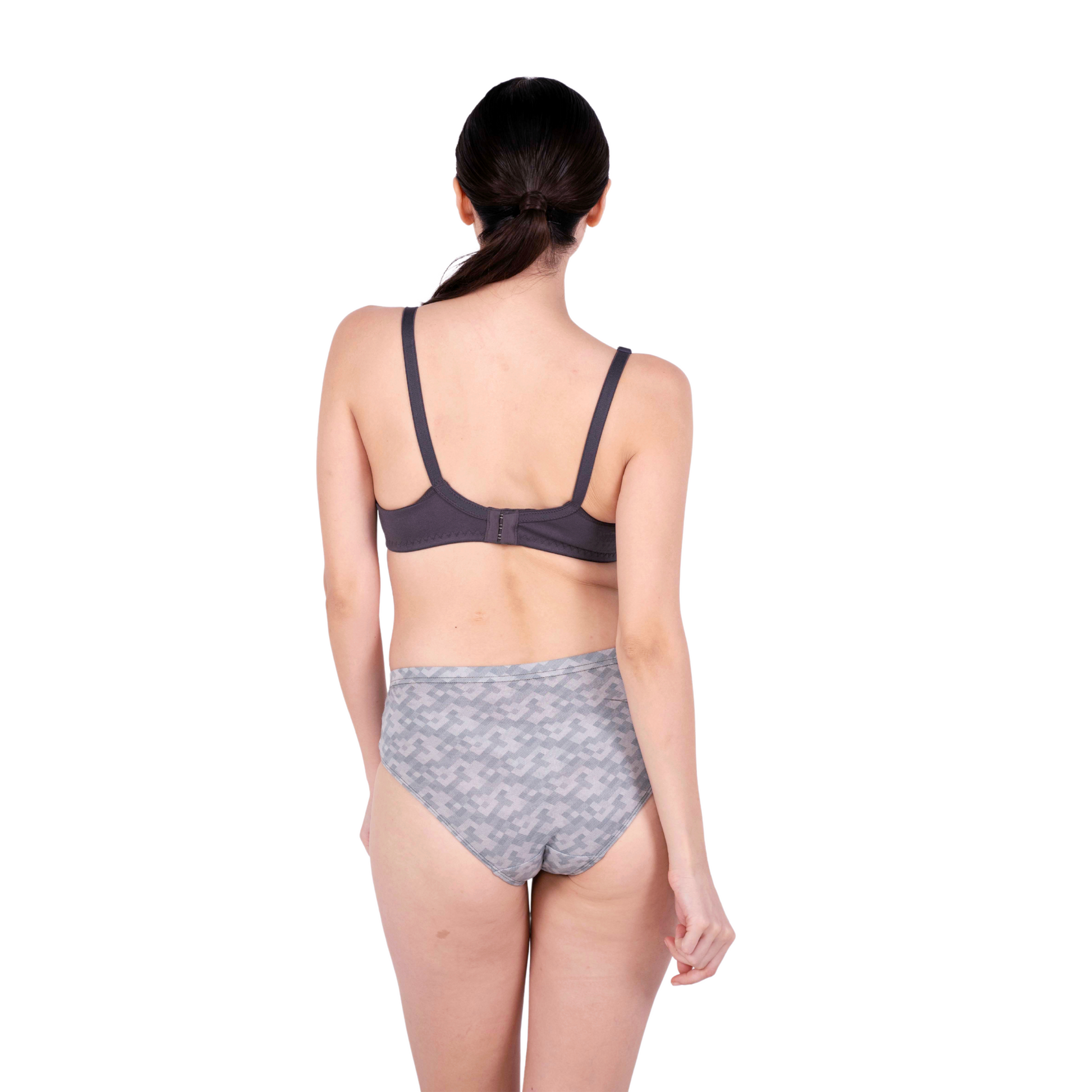 Hot Coffee Round Stitch Knitted bra and panty set back view by gossip by mybra