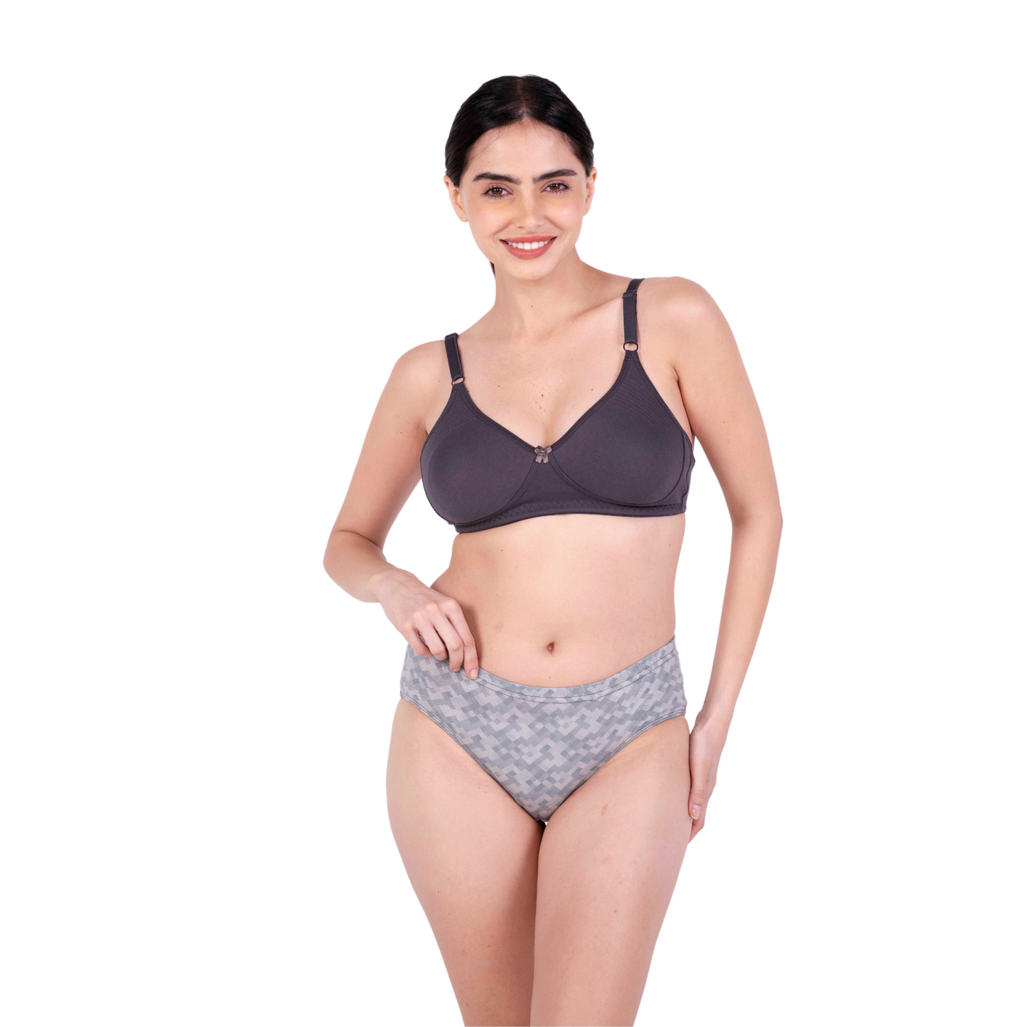 Hot Coffee Round Stitch Knitted bra and panty set front view by gossip by mybra
