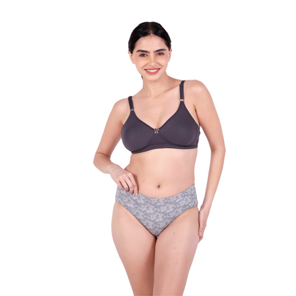 Hot Coffee Round Stitch Knitted bra and panty set front view by gossip by mybra