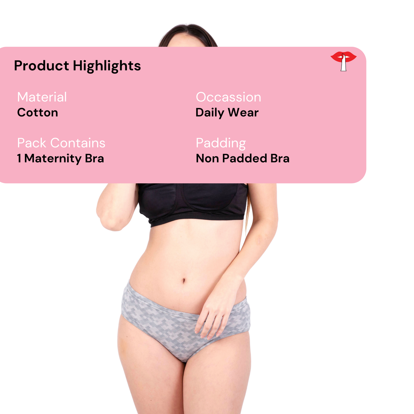 Maternity Bra Black non padded feeding bra product information by gossip by mybra