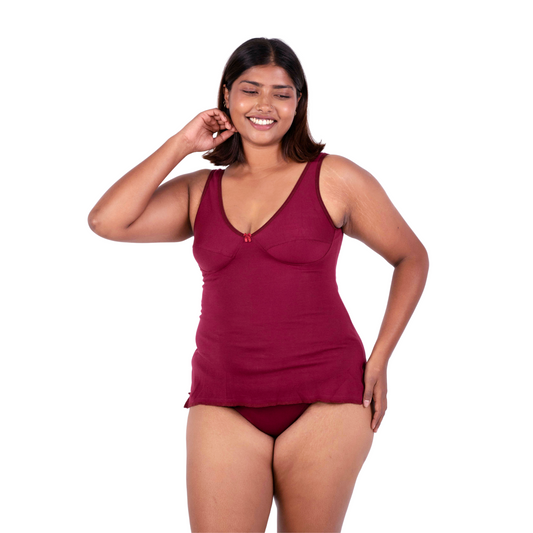 Maroon Mollie slip or camisole front view by gossip by mybra