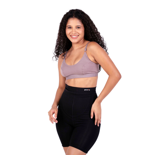 Hazelnut Preetha sports bra front view by gossip by mybra
