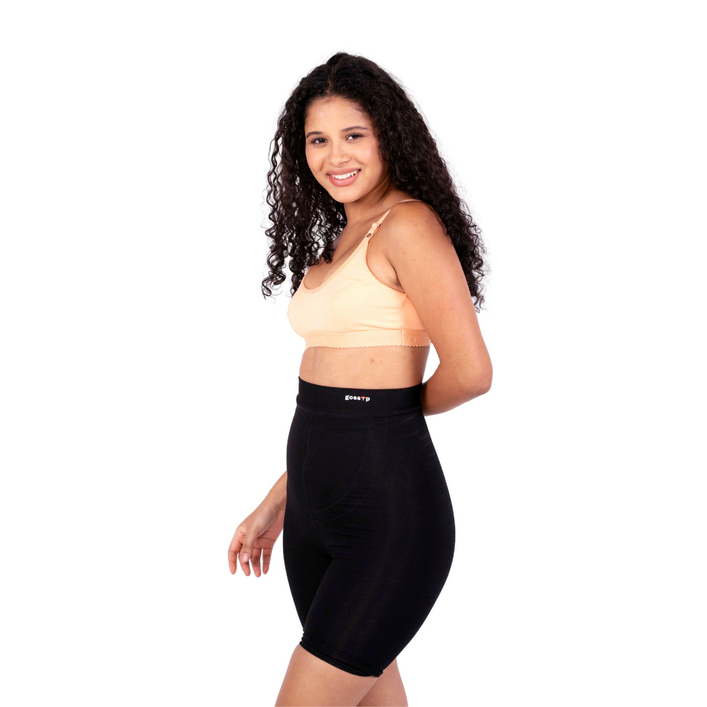 Peach Preetha sports bra left view by gossip by mybra