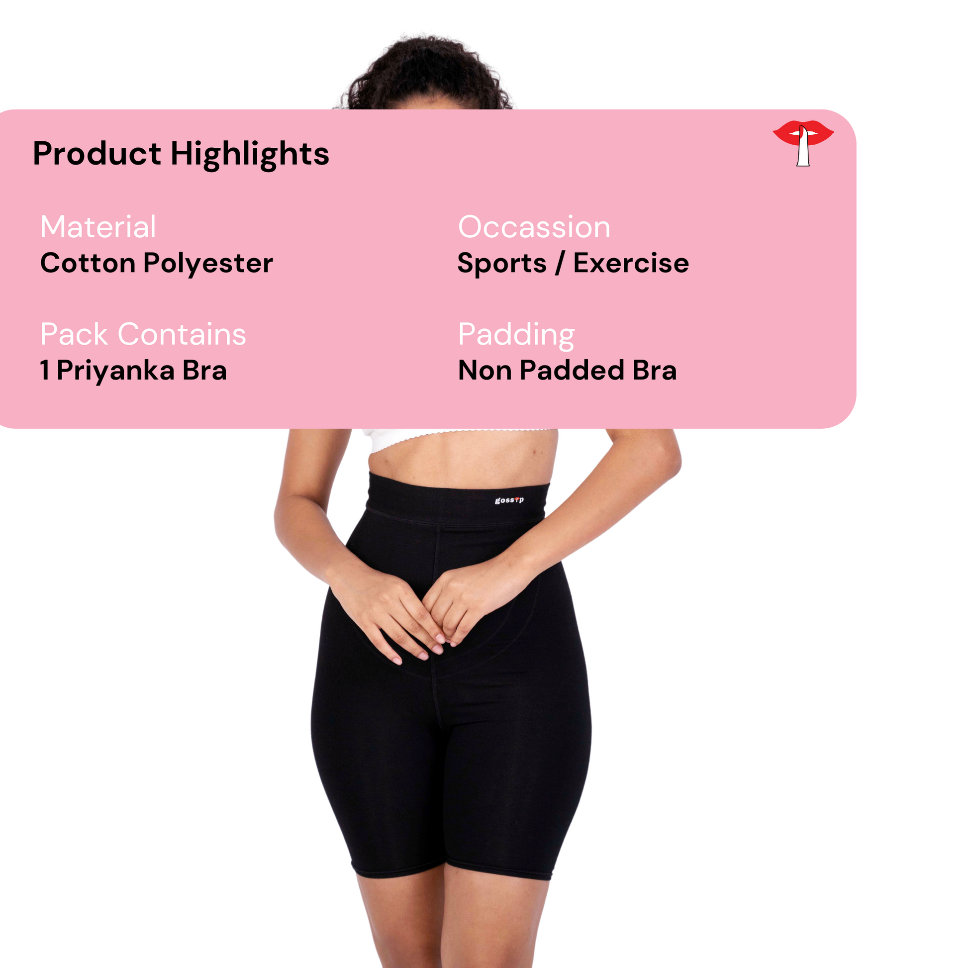 White Priyanka sports bra product information image by gossip by mybra