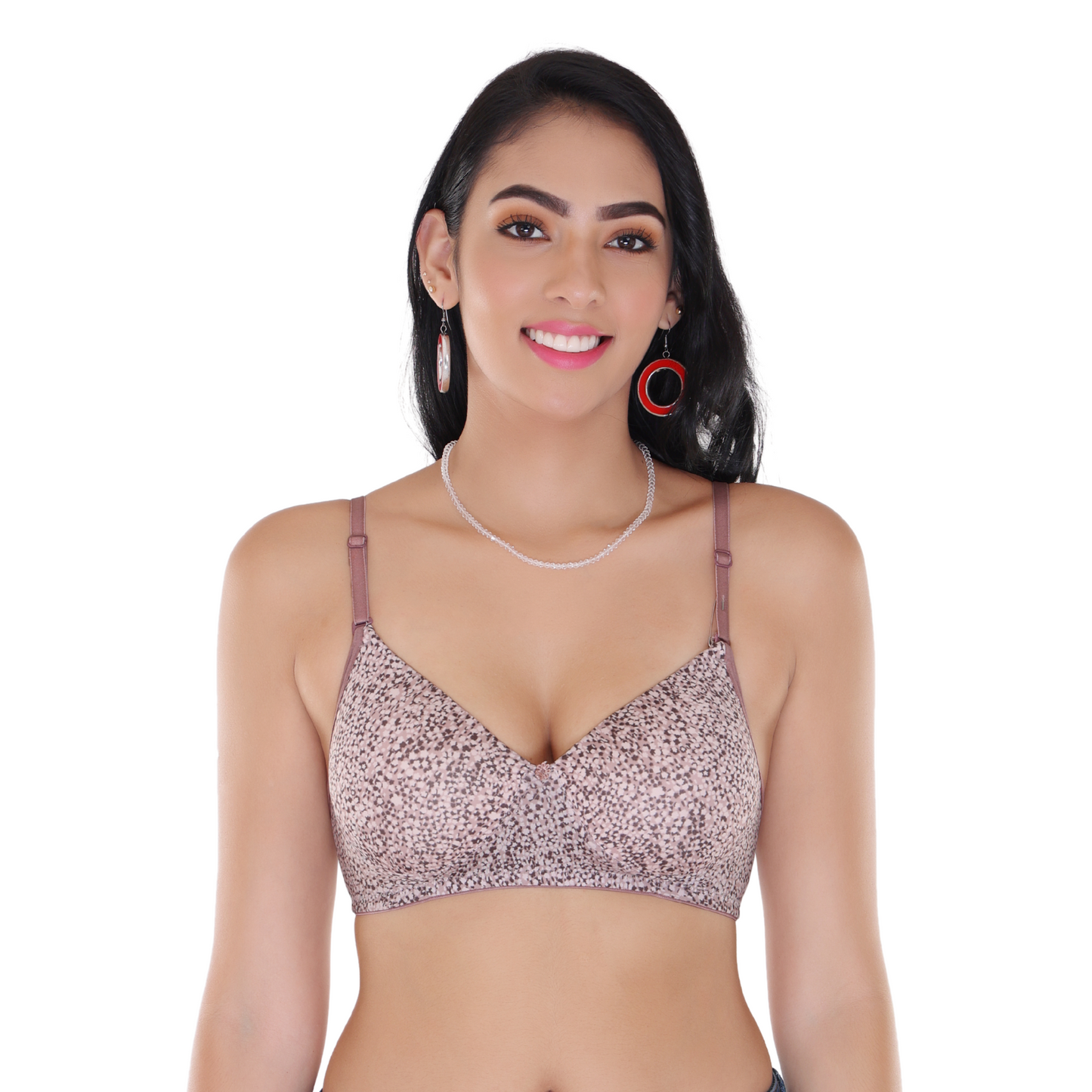 Brown Printed Padded Bra - Samantha Comfort Fit, Wirefree Support