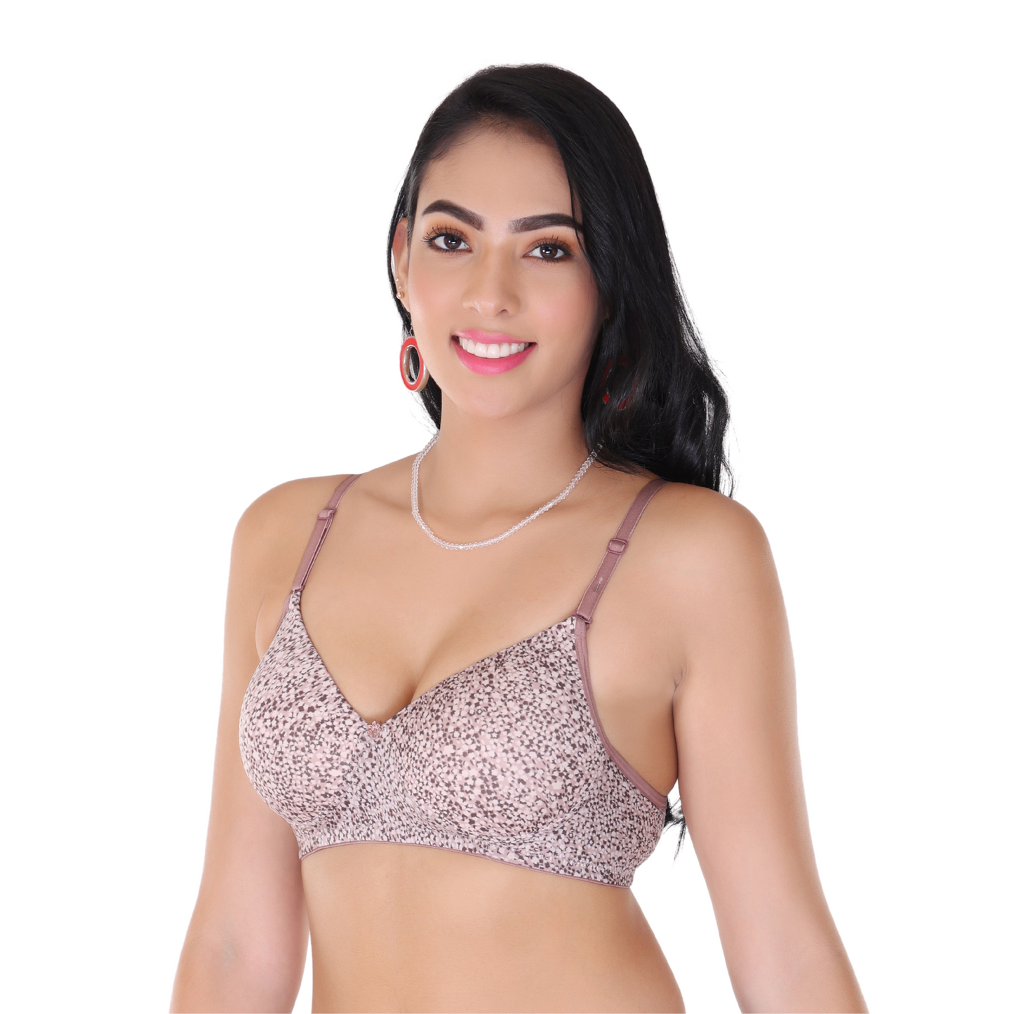 Brown Printed Padded Bra - Samantha Comfort Fit, Wirefree Support