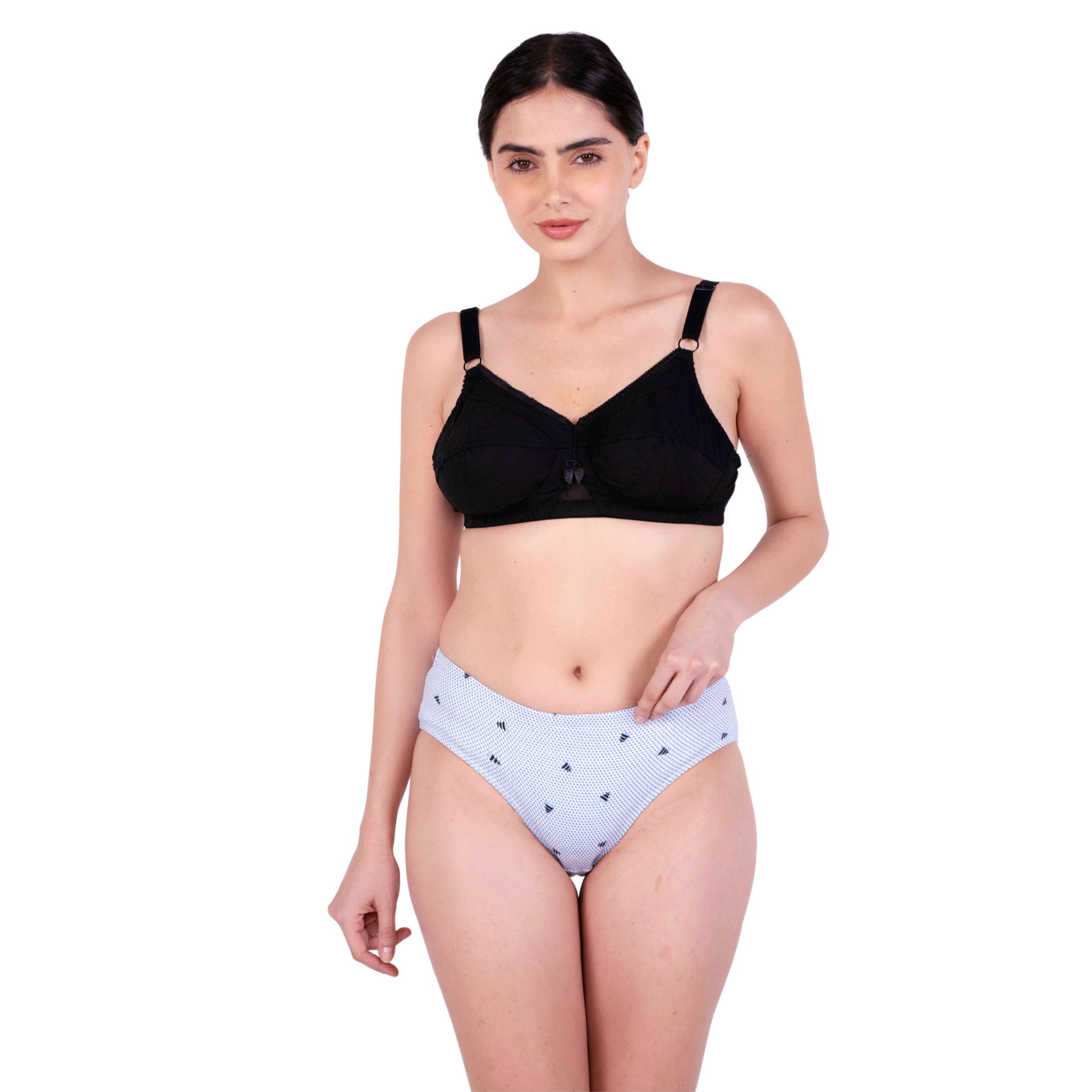 Black Non Padded bra and panty set front view by gossip by mybra
