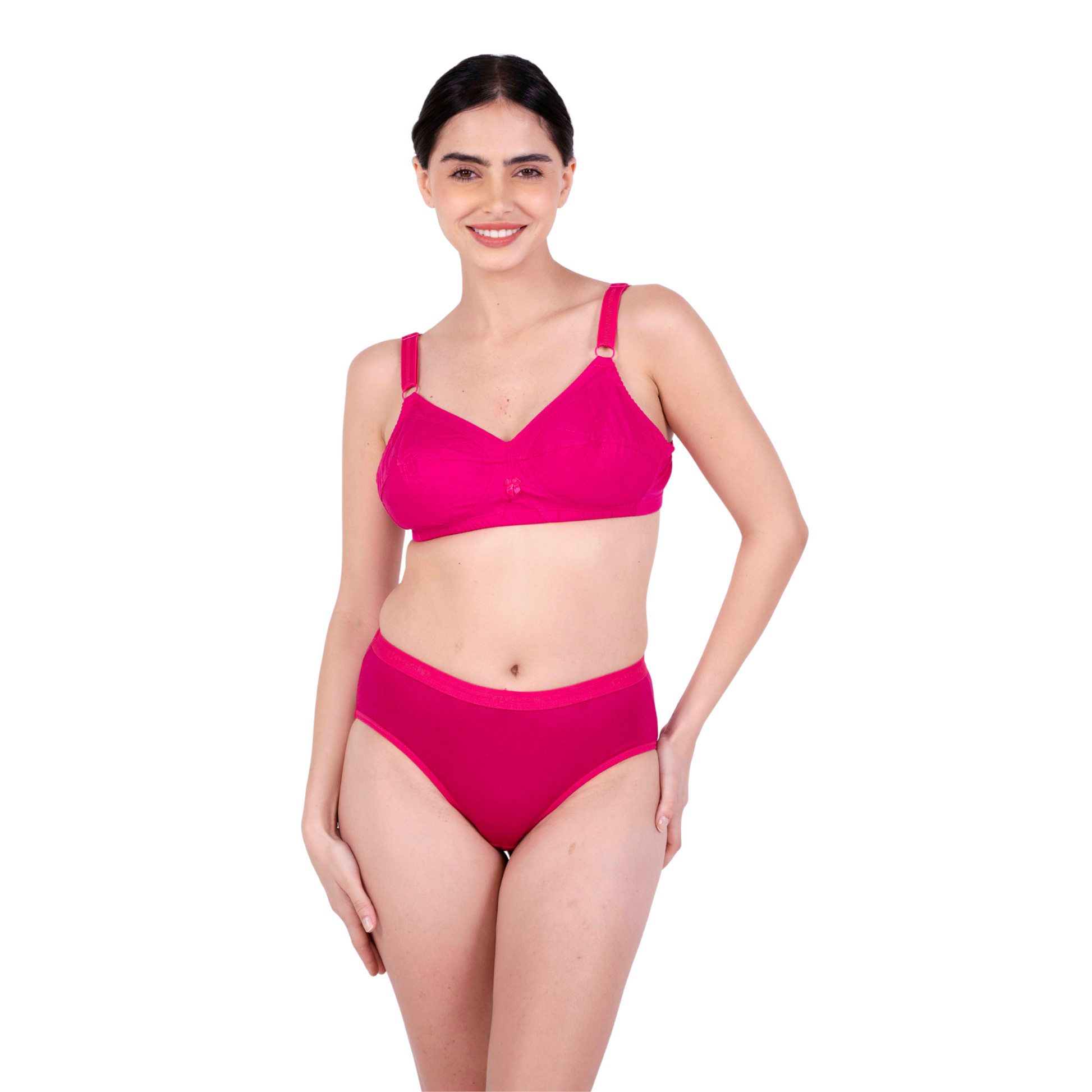 Rani Pink Non Padded bra and panty set front view by gossip by mybra