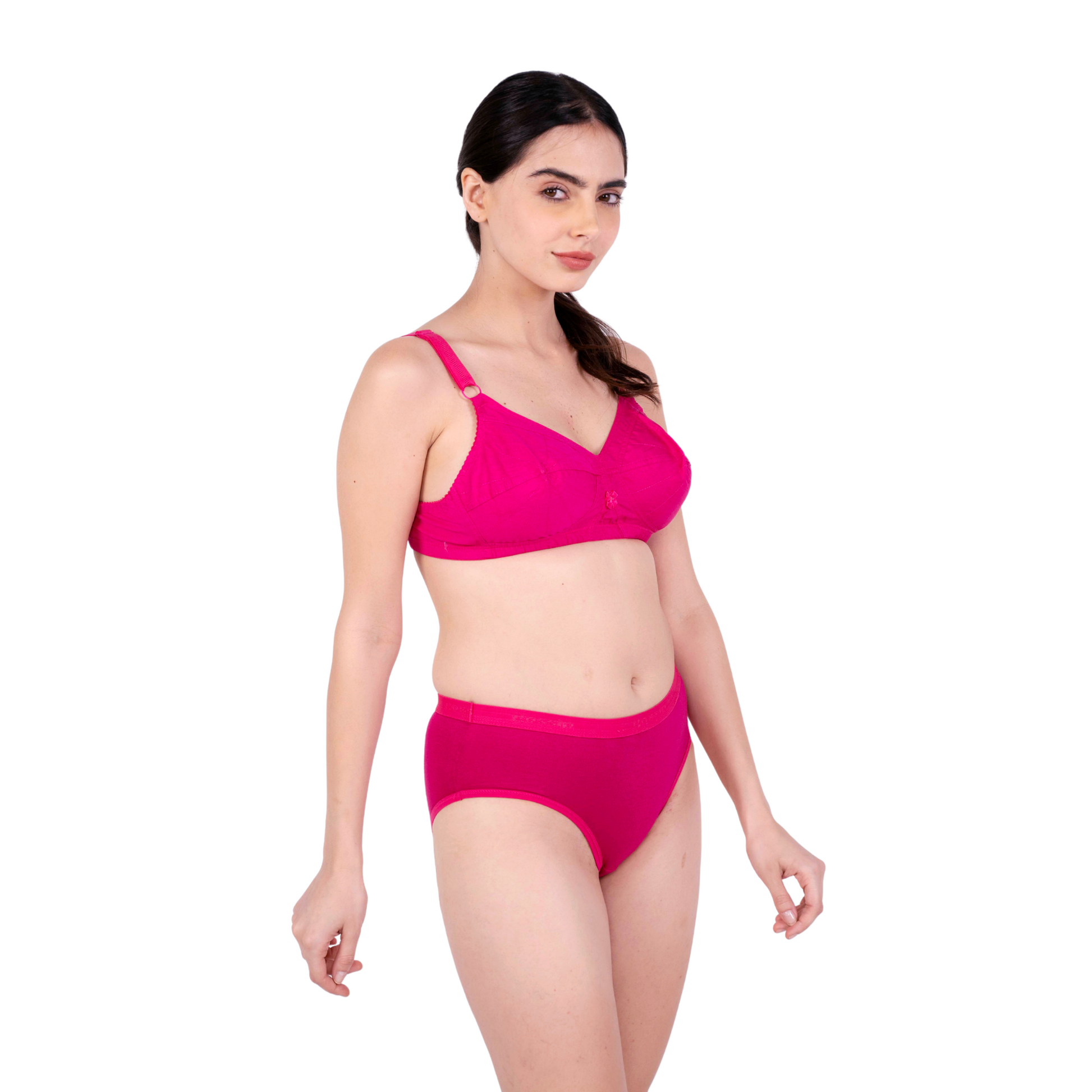Rani Pink Non Padded bra and panty set right view by gossip by mybra