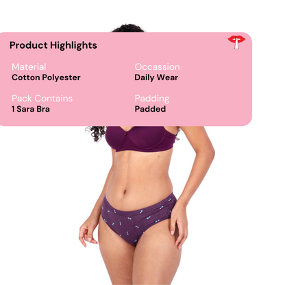 Shop Sara Purple demi coverage bra product information by Gossip By Mybra