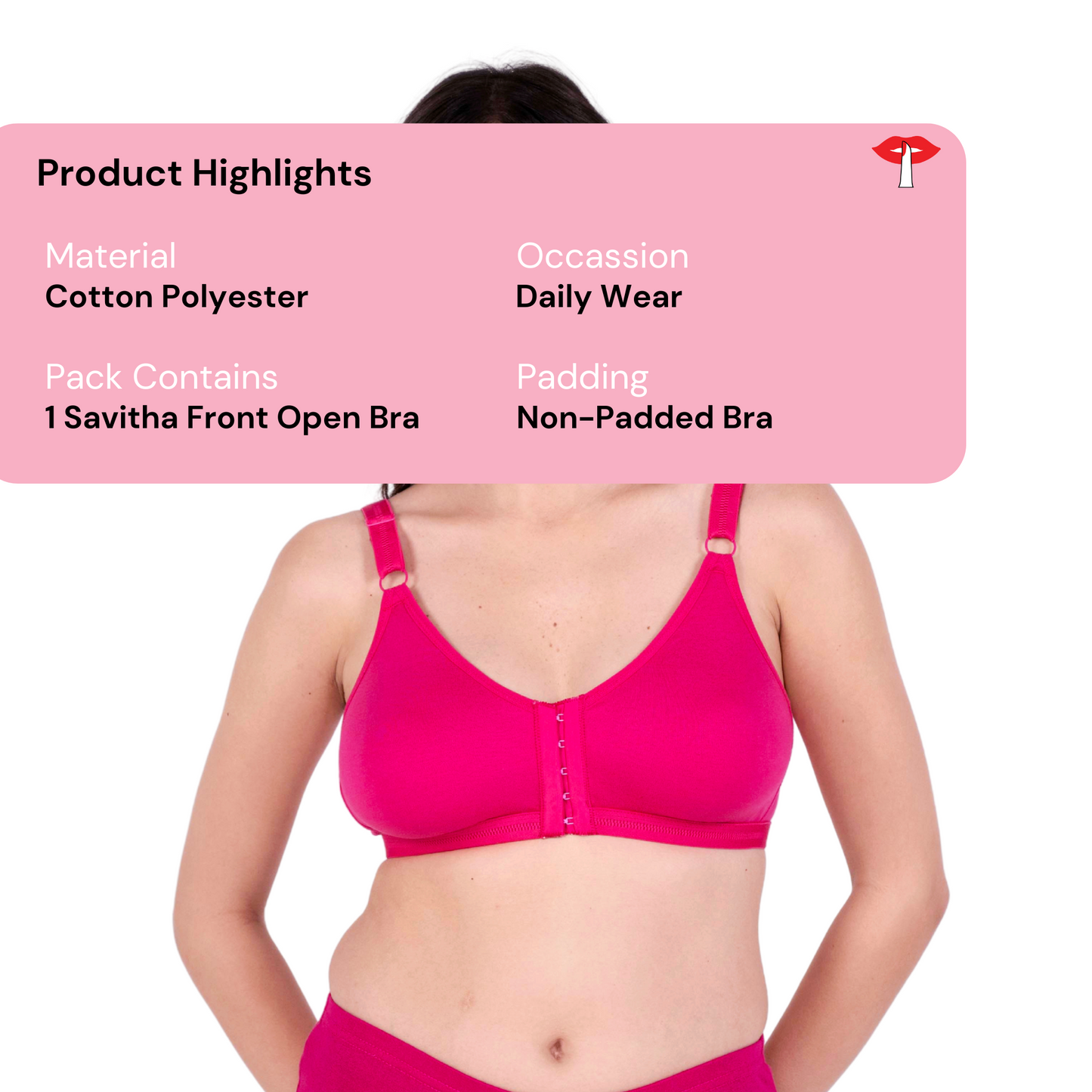 Pink non padded front open bra product information by gossip by mybra