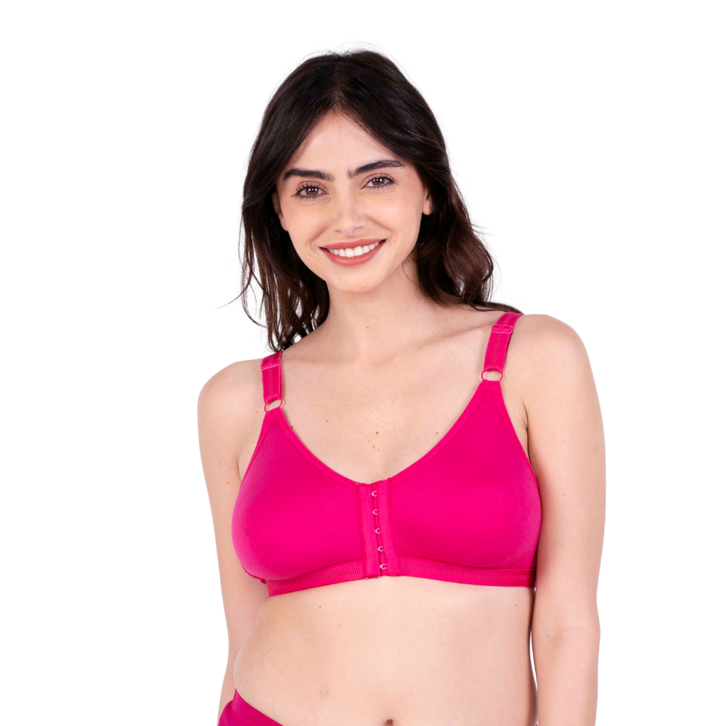 Pink non padded front open bra front view by gossip by mybra