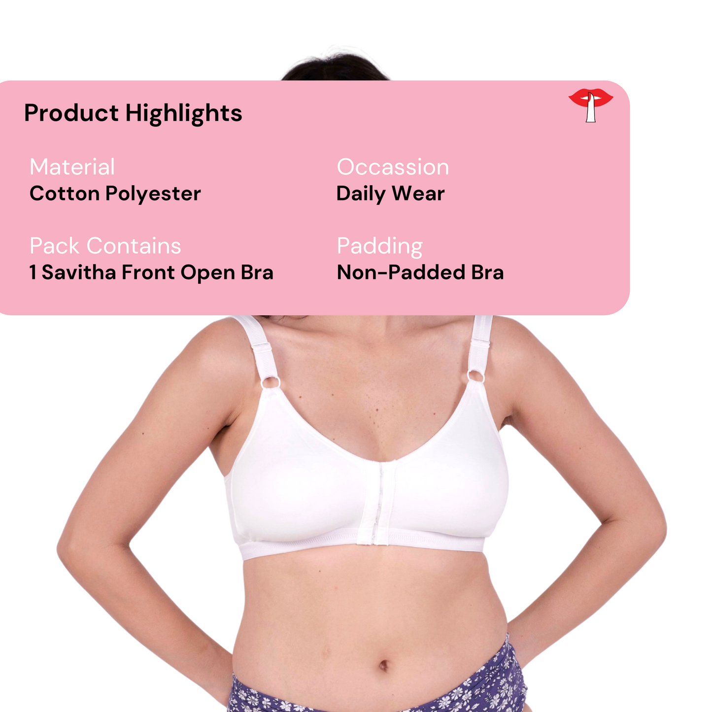 White non padded front open bra product information view by gossip by mybra