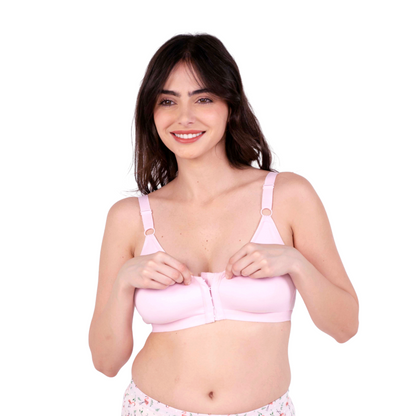 baby pink non padded front open bra front view by gossip by mybra