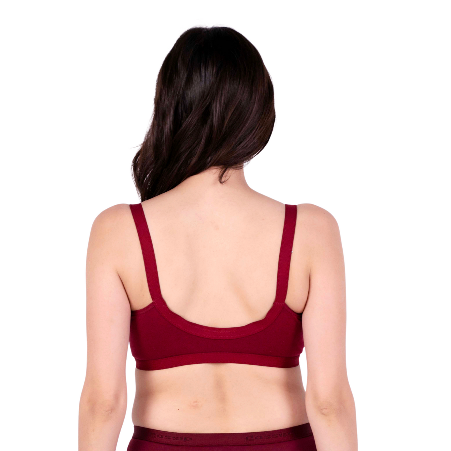 Maroon non padded front open bra back view by gossip by mybra