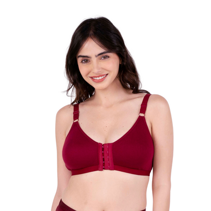 Maroon non padded front open bra front view by gossip by mybra