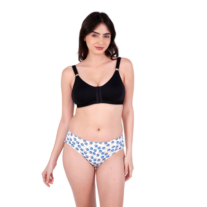 Black non padded front open bra and panty set front view by gossip by mybra