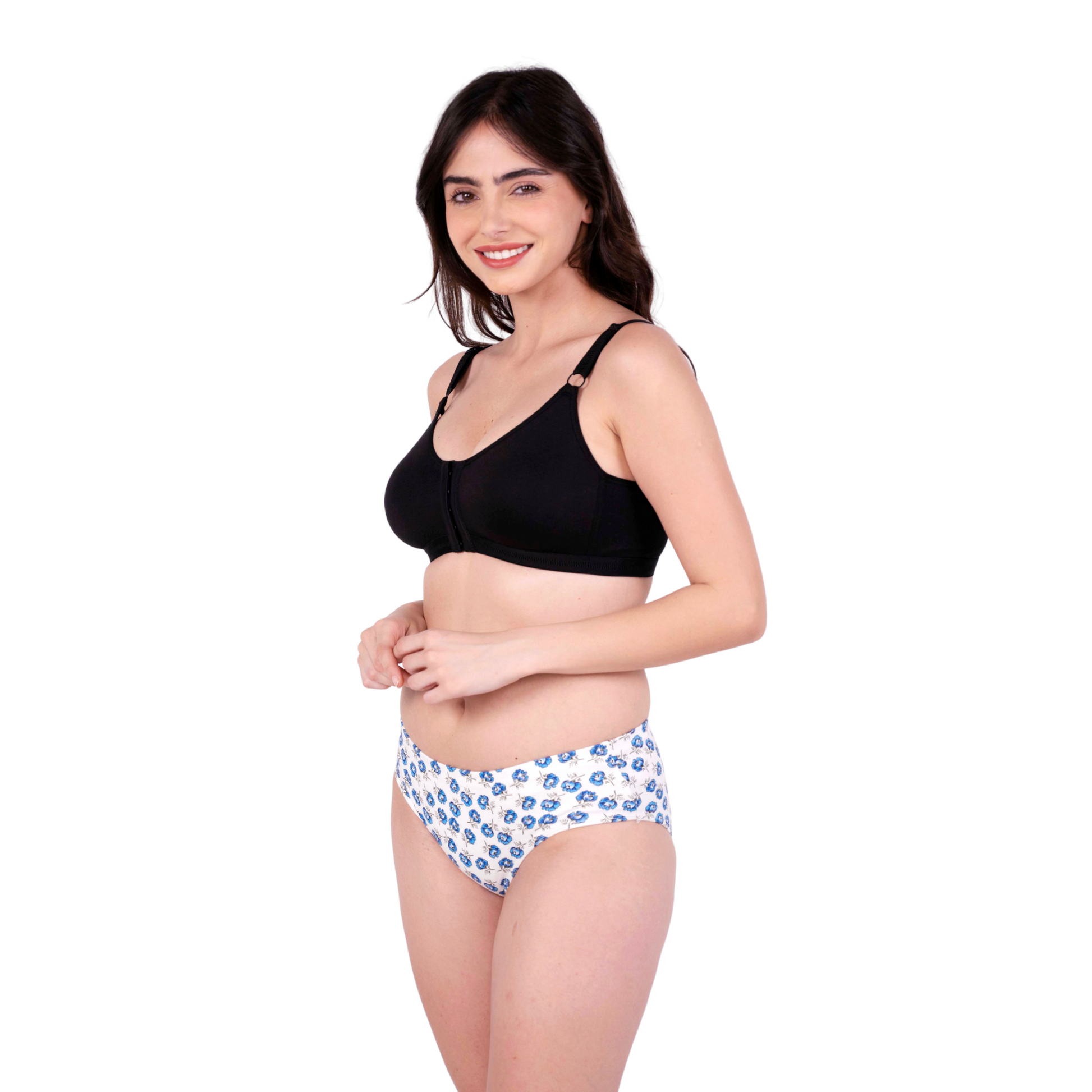 Black non padded front open bra and panty set left view by gossip by mybra