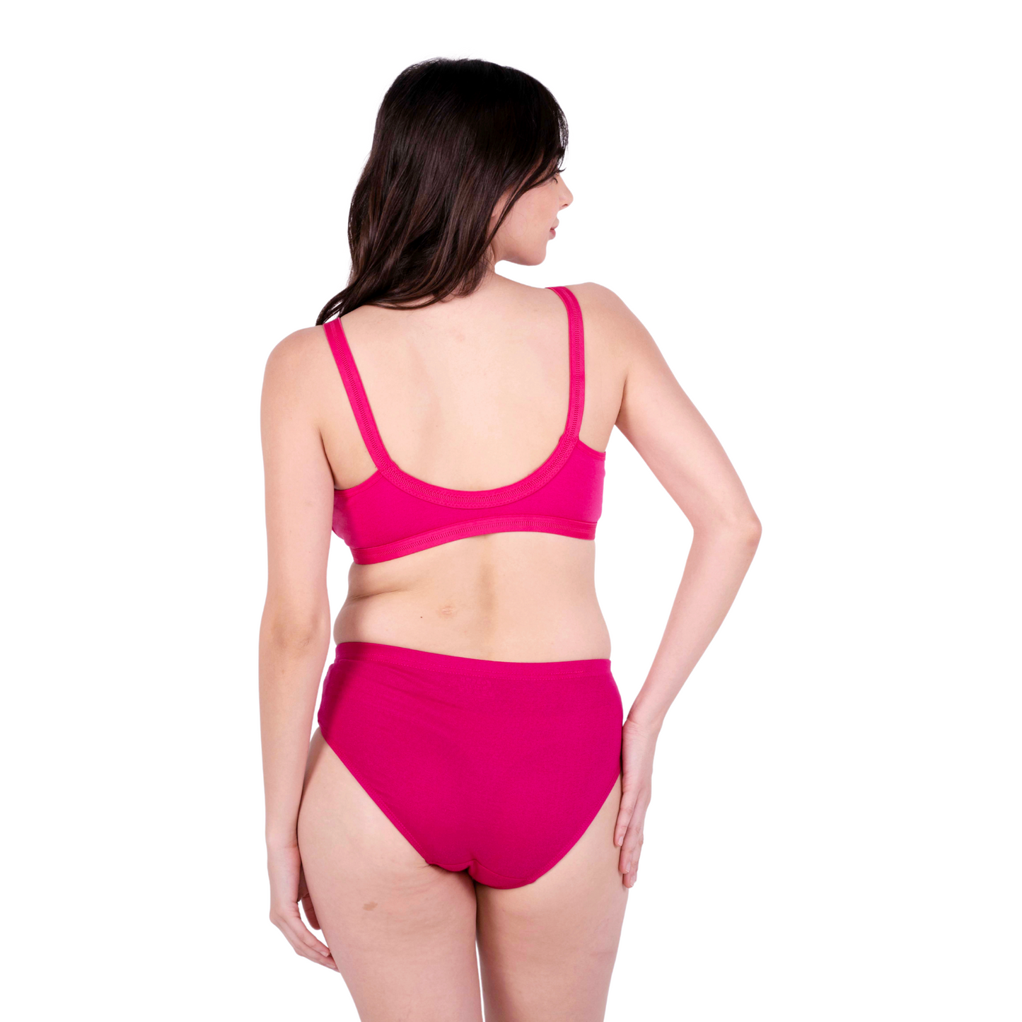 Rani Pink non padded front open bra and panty set back by gossip by mybra