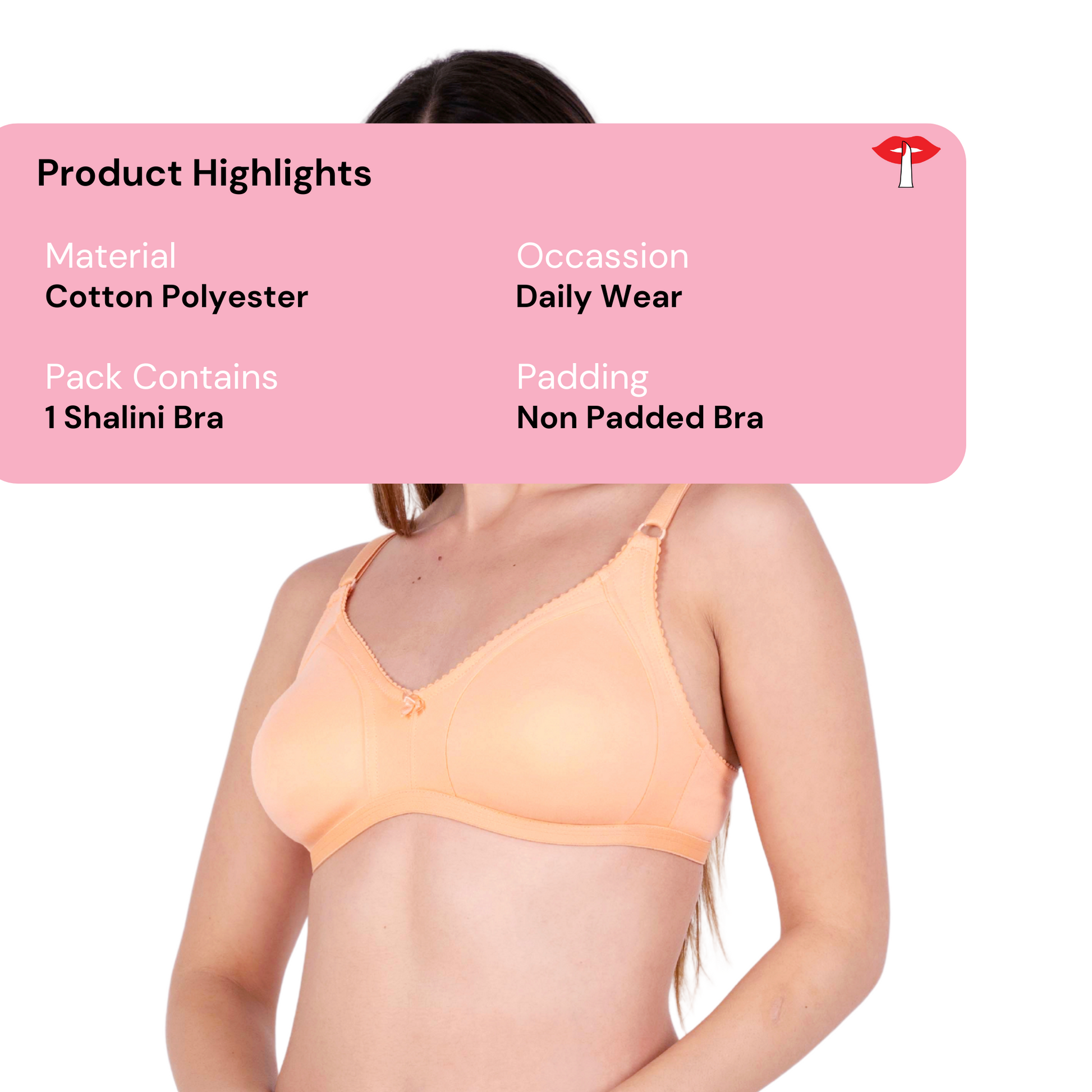 Peach Non Padded bra product information image by gossip by mybra