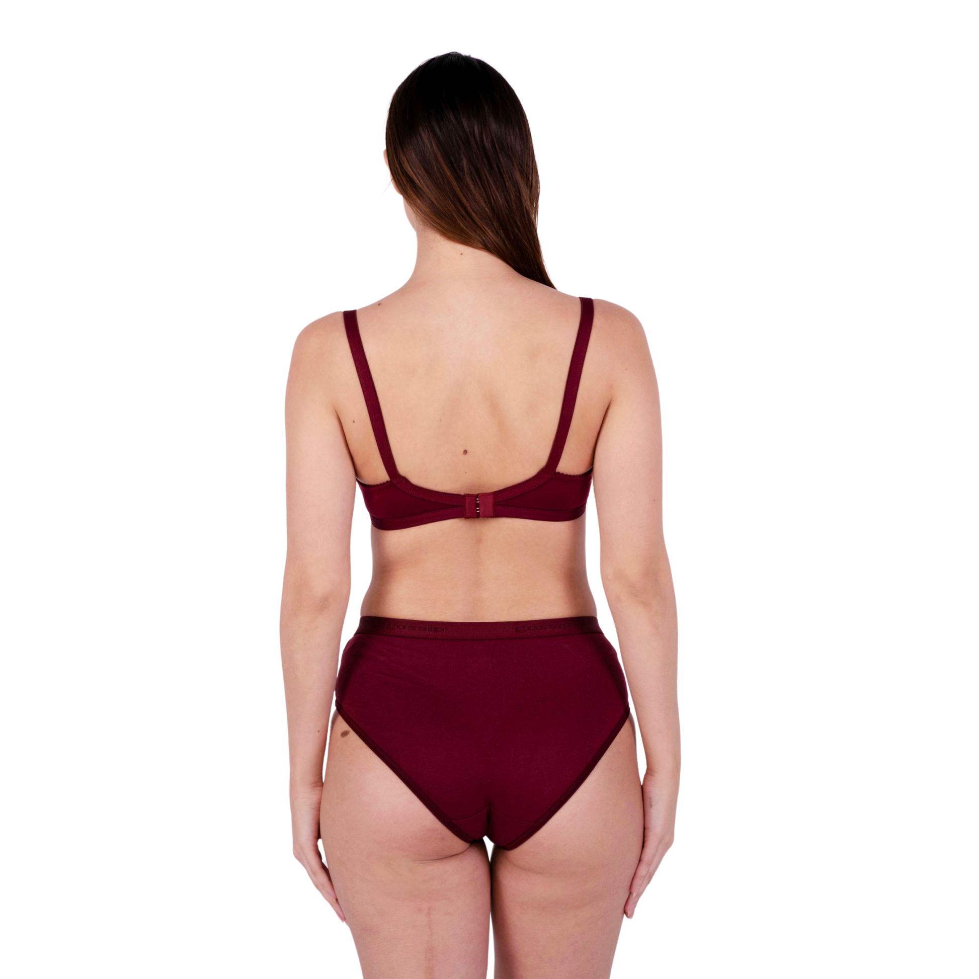 Maroon Shalini Daily wear bra and panty set back view by gossip by mybra