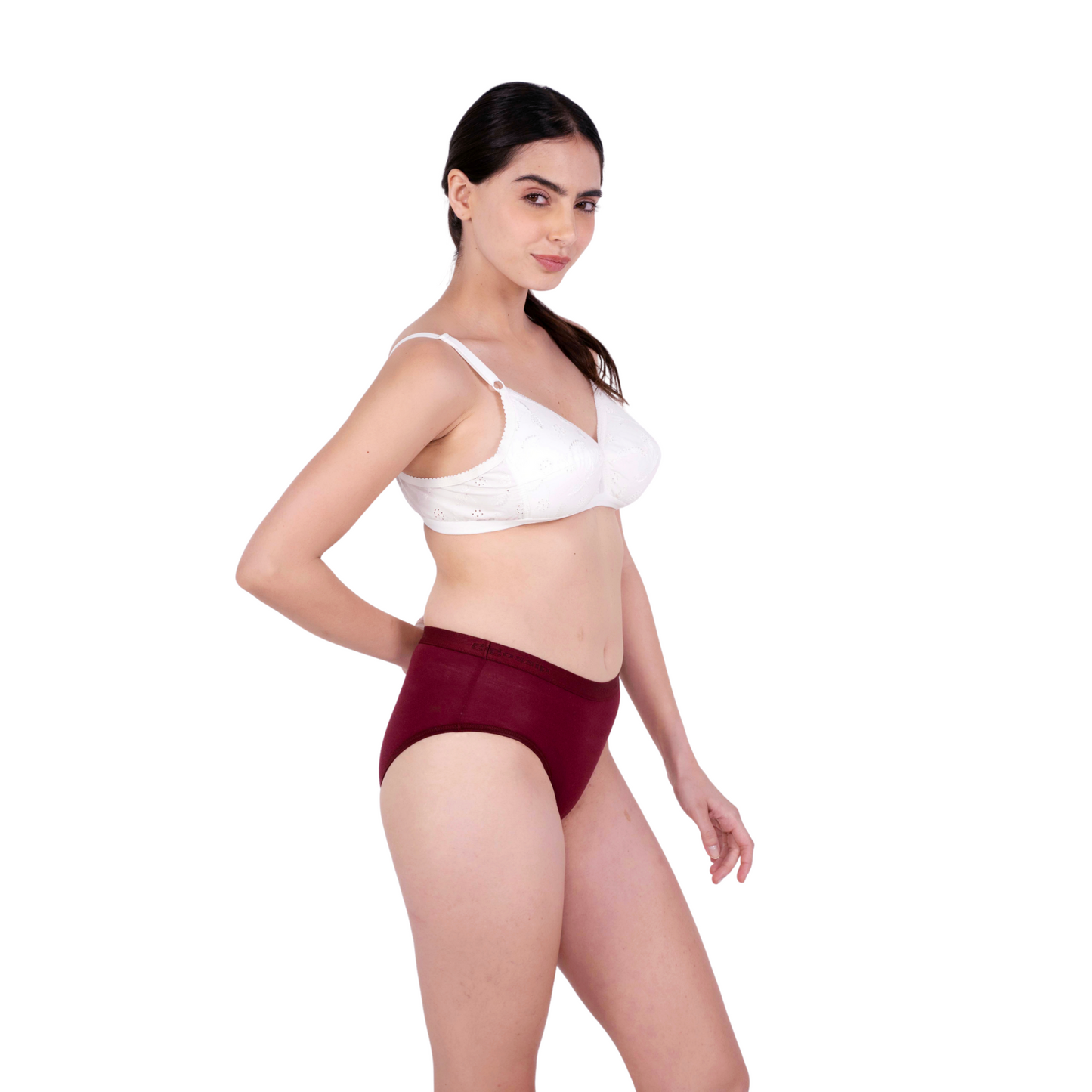 white sulekha padded bra and panty set right view by gossip by mybra