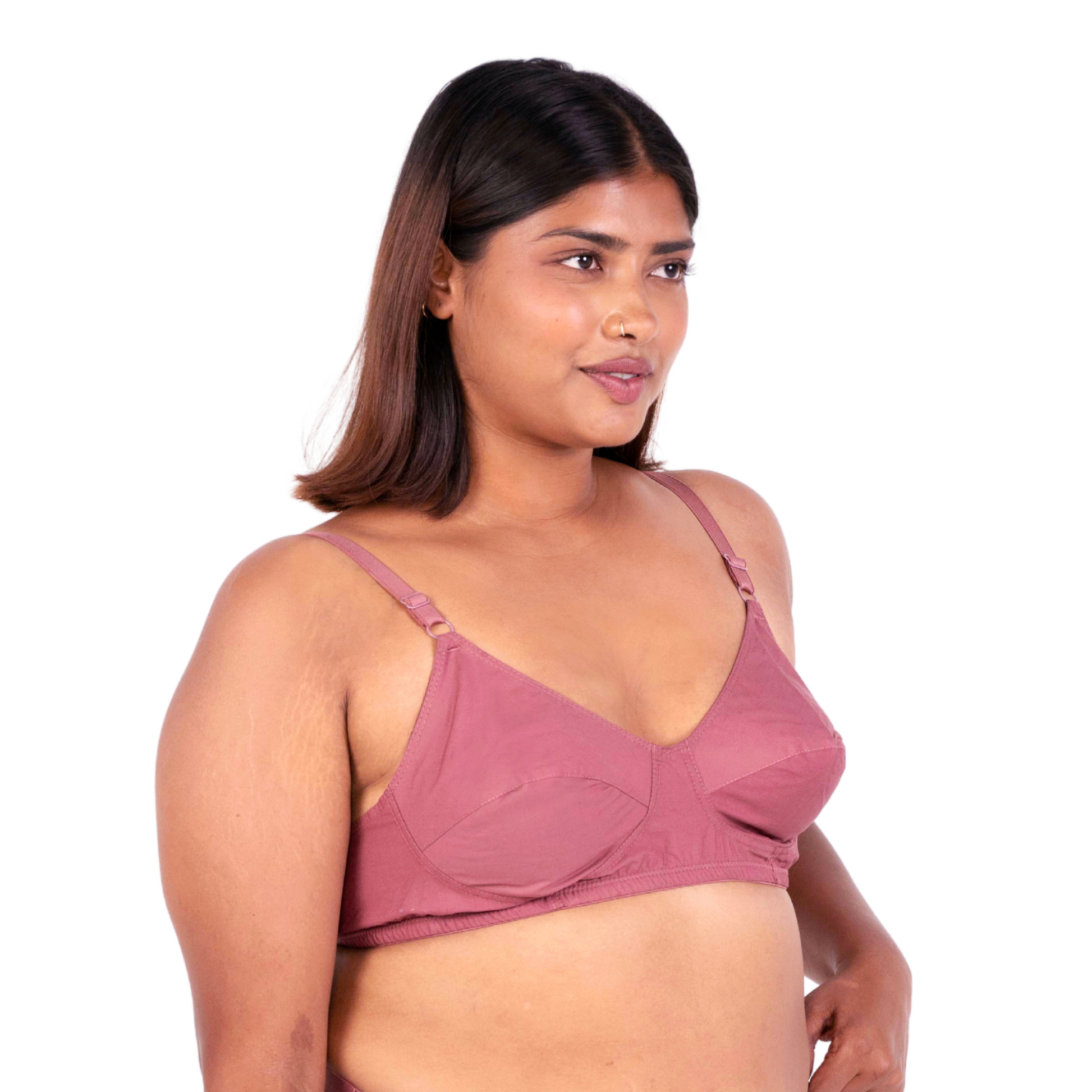 Vimal Brick 100% Cotton Round Stitch Bra right view designed by Gossip by Mybra
