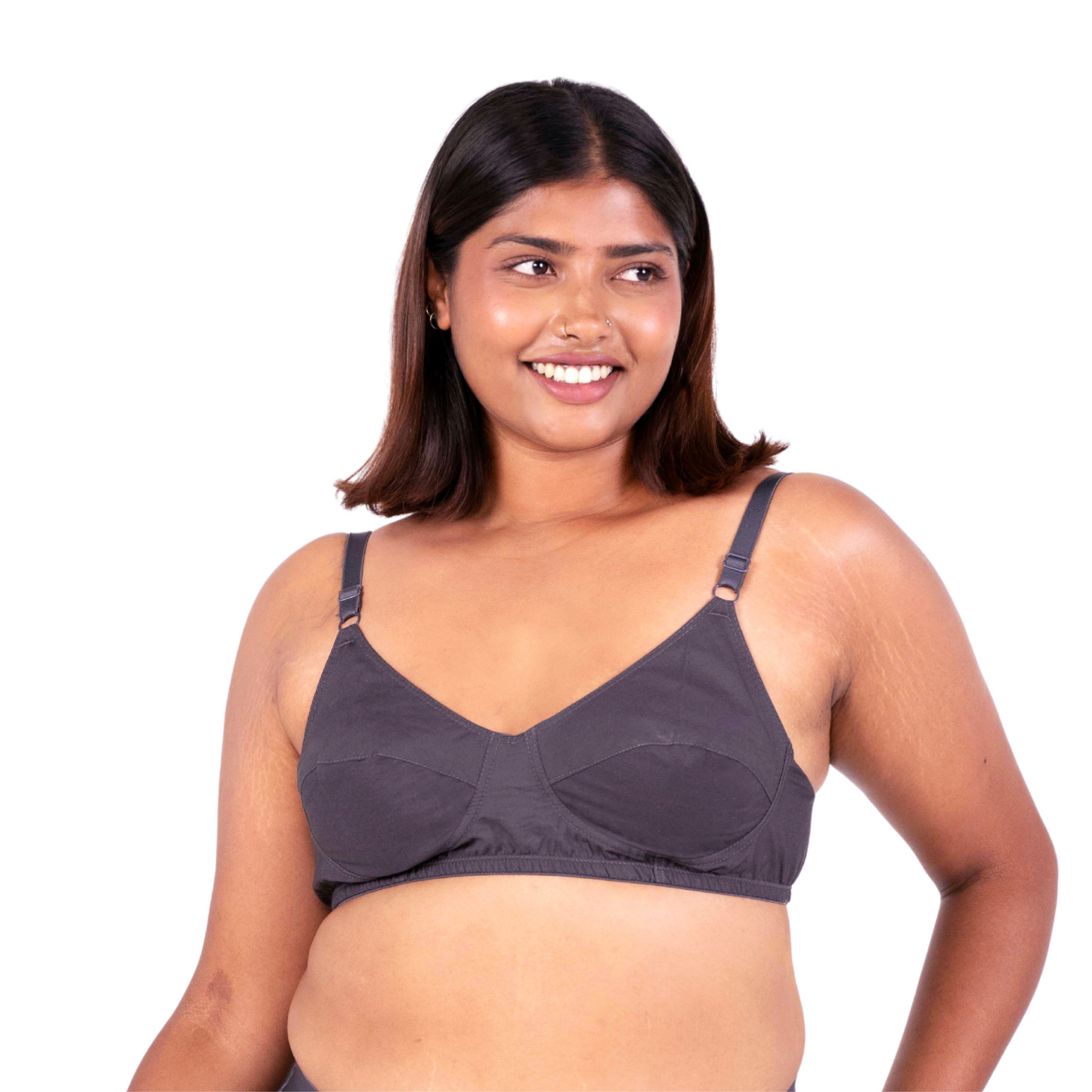 Vimal Hot Coffee 100% Cotton Round Stitch Bra front view designed by Gossip by Mybra
