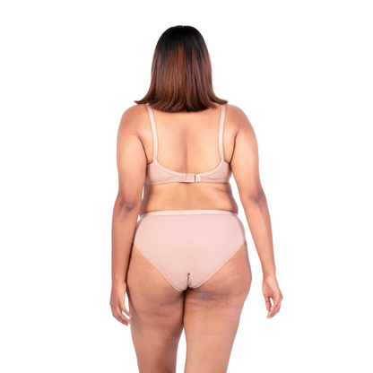 Shop Vimal Fawn 100% Cotton Round Stitch Bra with matching panties back view designed by Gossip By Mybra